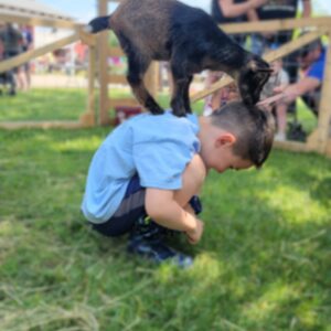 photo I Got Your Back - Malibu’s baby, Oscar jumped on Grayson's back at the Meet the Kid's Event at Kinder Farm Park on May 31, 2025. One of Grayson's favorite ways to "kid around" with his furry friends as a FLEP volunteer. by Margaux Carlin